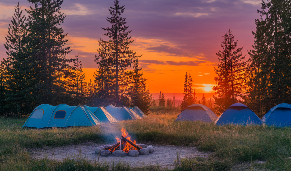 camping-tentes-feu-coucher-soleil