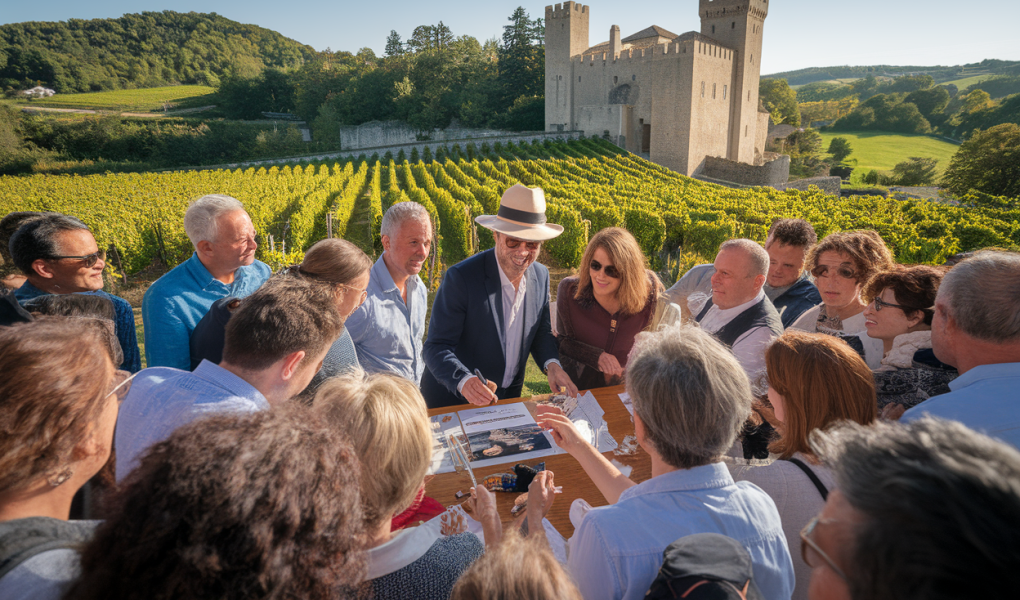 Pierre Richard à Gruissan : séances de dédicaces et visite du Château Bel‑Evèque