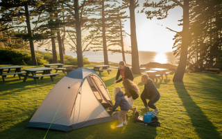 tente-camping-famille-pins-ocean