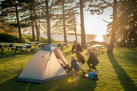 tente-camping-famille-pins-ocean