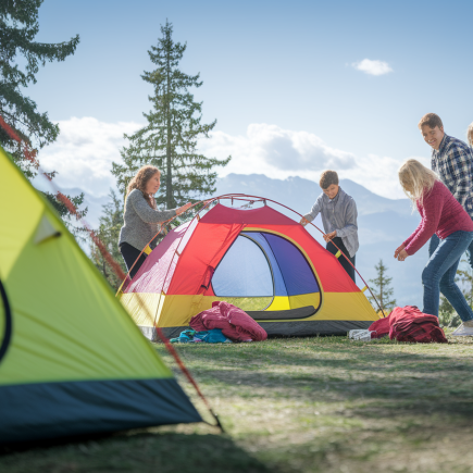 tente-coloree-famille-camping-montagnes